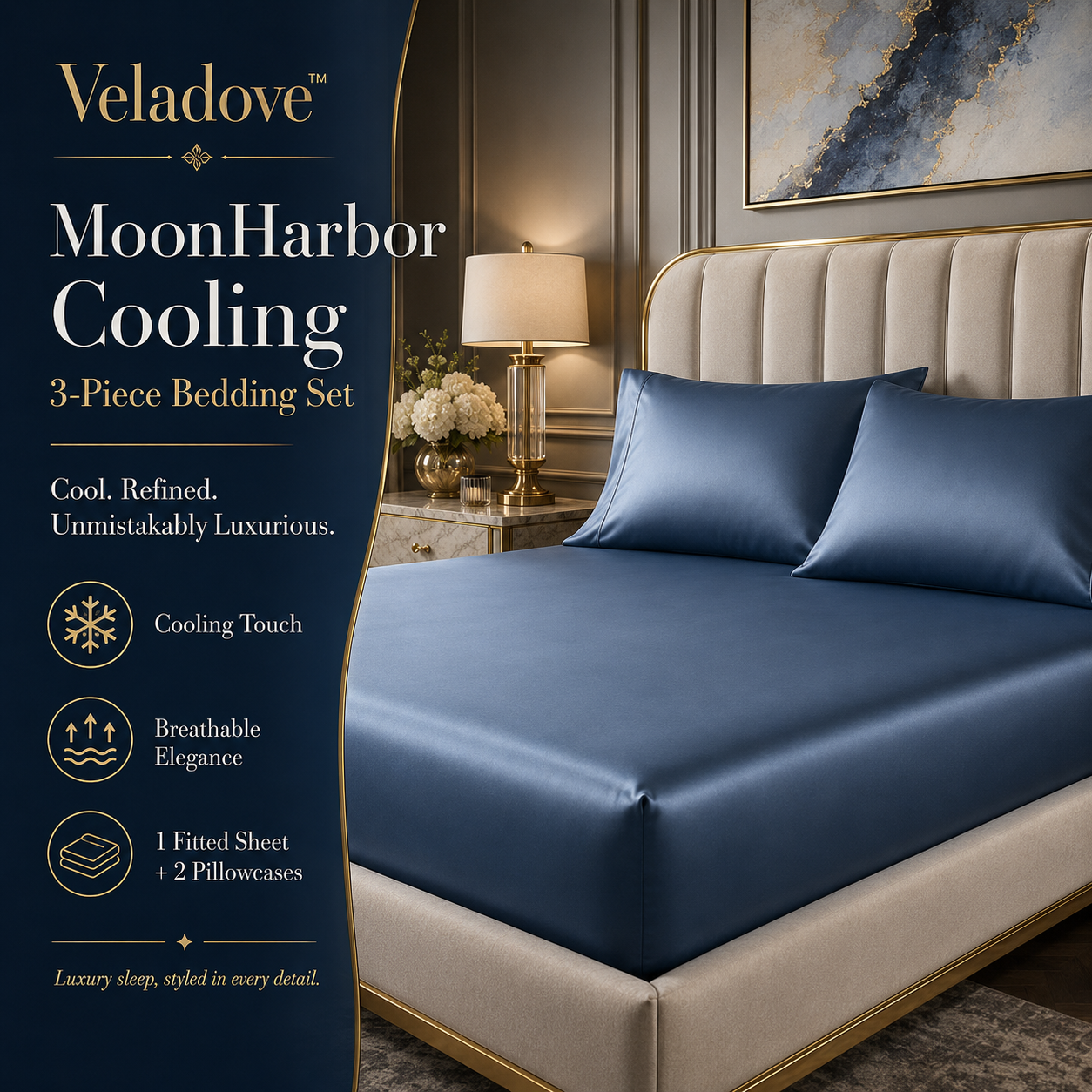 Veladove™ MoonHarbor Cooling 3-Piece Bedding Set